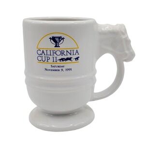 California Cup II Mug Horse Racing Ceramic Coffee Tea Head Handle Vintage Nov 91